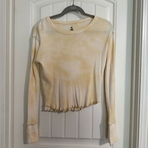 Pacsun Cream and Yellow Long Sleeve Top